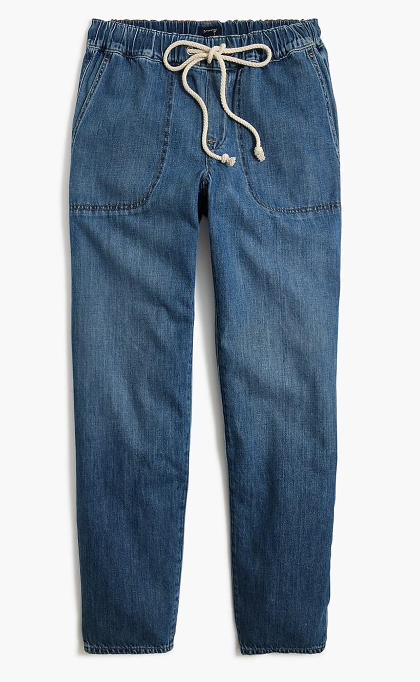 J. Crew Mid Rise Straight Ankle Drawstring Pants Jeans Blue 28 / 6